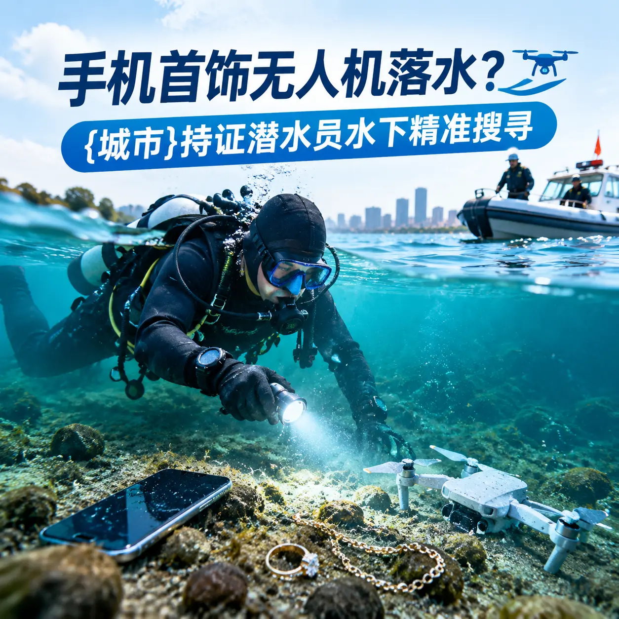 手机首饰无人机落水？麦盖提持证潜水员水下精准搜寻